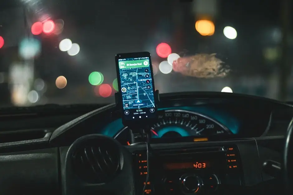 هاتف أندرويد يعرض خريطة Google Maps في السيارة عبر Android Auto