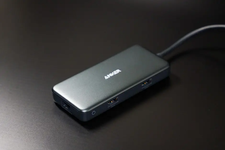 docking station USB-C مدمج على مكتب داكن - مقارنة أفضل الأجهزة
