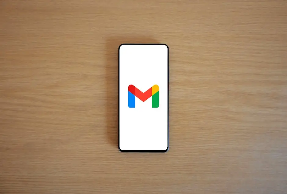 هاتف يعرض شعار Gmail ضمن مقارنة أفضل تطبيق بريد إلكتروني 2026