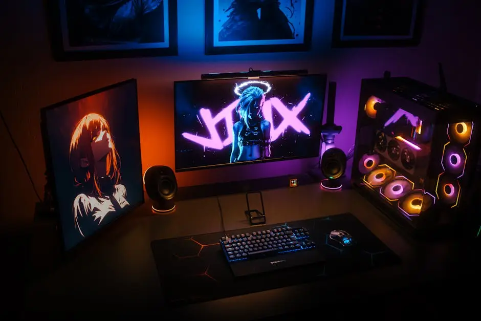 مقارنة أفضل شاشات gaming 2026 في إعداد ألعاب بإضاءة RGB