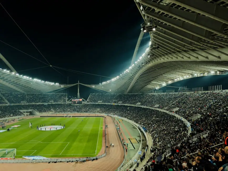ملعب كرة القدم ليلًا قبل قمة الدوري الأردني للمحترفين بين الفيصلي والحسين
