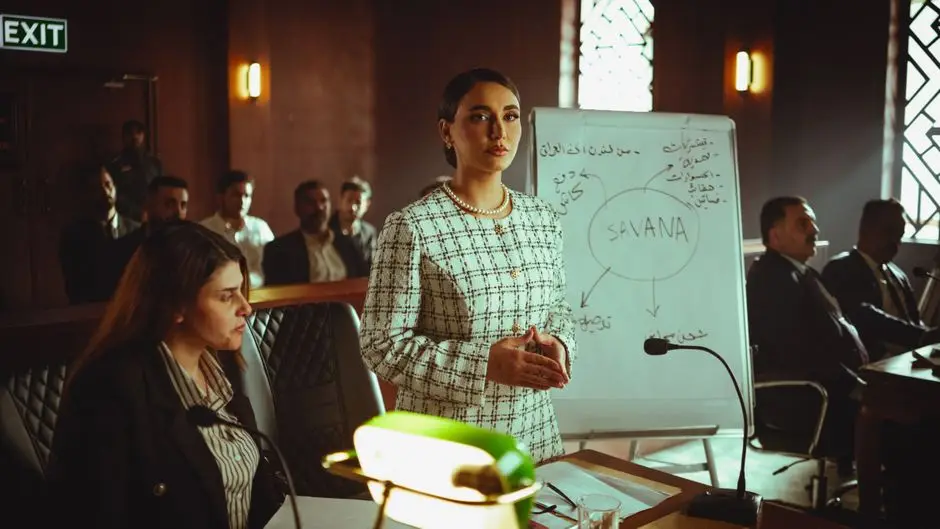 عرض تقديمي في بيئة عمل عربية حديثة يناقش مبادرات تعلم الذكاء الاصطناعي