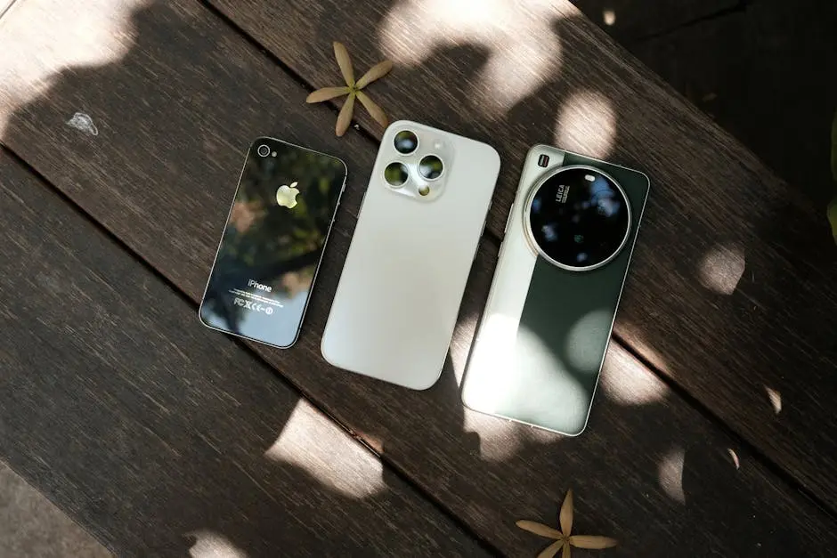 تشكيلة هواتف ايفون متعددة على سطح خشبي تمثل مقارنة ايفون 2026