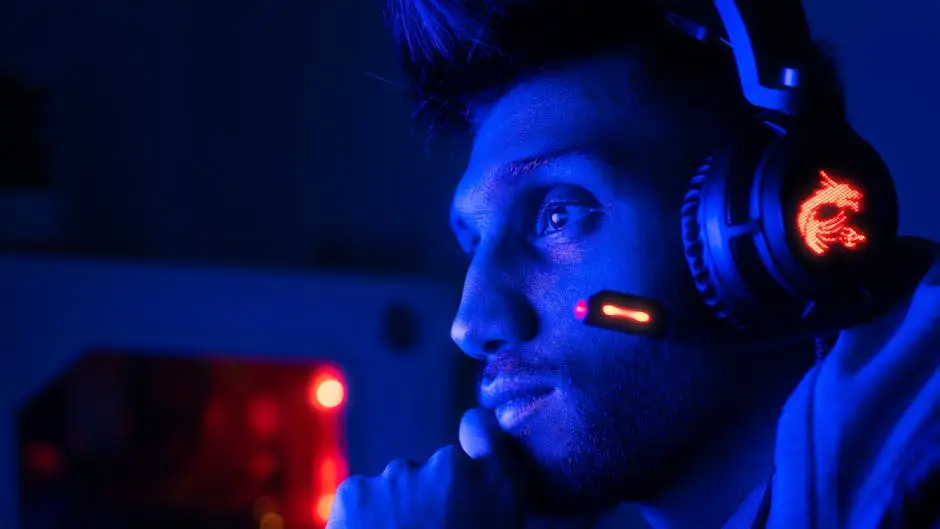 ستريمر متخصص في البث المباشر يستخدم سماعات احترافية على منصة كيك