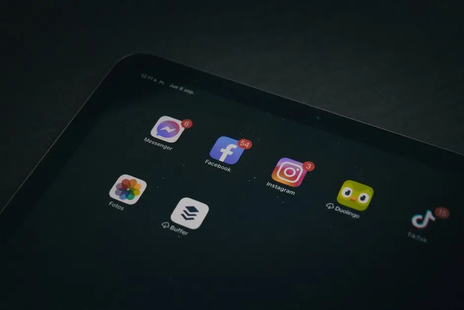 جهاز لوحي يعرض تطبيقي فيسبوك وانستقرام لمقارنة اشتراك انستقرام بلس وفيسبوك بلس